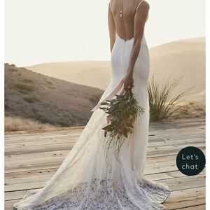 Low back wedding gown, soft lace - David’s Bridal WG3827